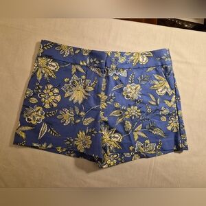NWT LOFT The Riviera Short Blue Yellow White Paisley Size 12 Cotton Blend